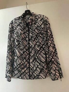Printed Zip-Front Women's Jacket in Black & White